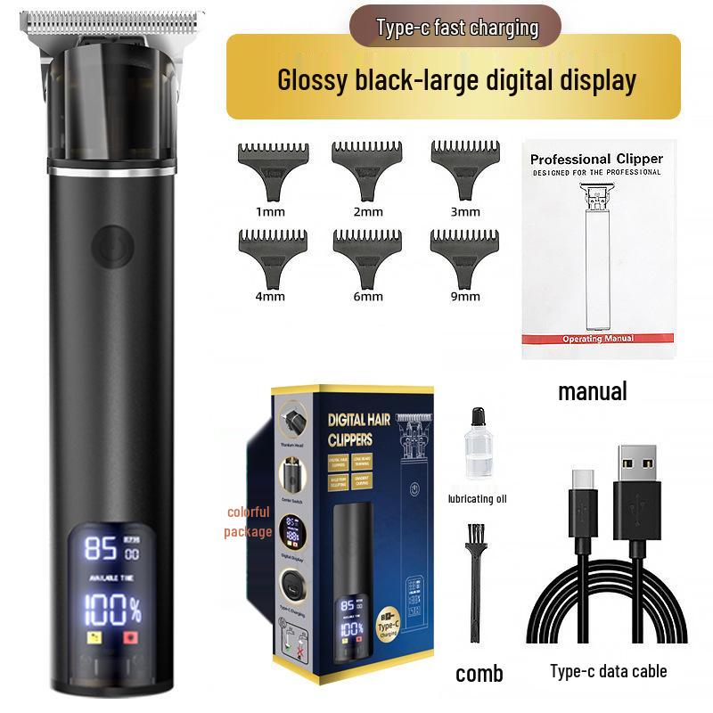 

T9 Digital Display Electric Hair Clipper for Men: Oil Head, Bald Head, and Trimmer