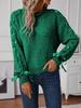 Women's Fashion Casual Pullover Loose Bowknot Solid Color Knitted Long Sleeve Sweater