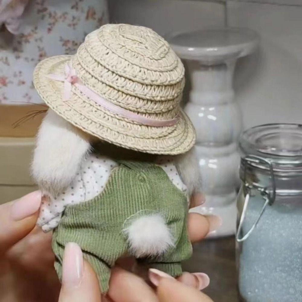 Clothes and Hats Gardener Little Rabbit Doll Handmade Rabbit Plush Doll Backpack Decor
