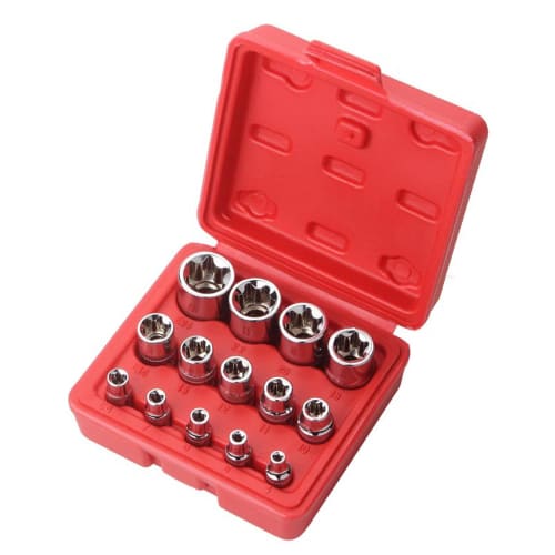 YMJOGGUE E-Type Torx Socket Set, 14-Piece, Star-Shaped, Flower-Shaped, Socket Wrench, E4, E5, E6, E7, E8, E10, E11, E12, E14, E16, E18, E20, E22, E24,