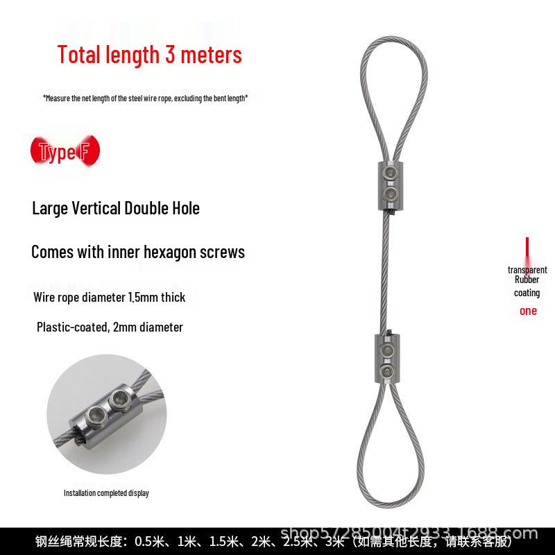 Adjustable Steel Wire Rope with Plastic Coating - Light & Picture Hanging System with Lock Buckle