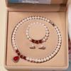 Zhuji Natural Freshwater Pearl Necklace Set: Green Water Drop Design - Perfect Mother's Day Gift