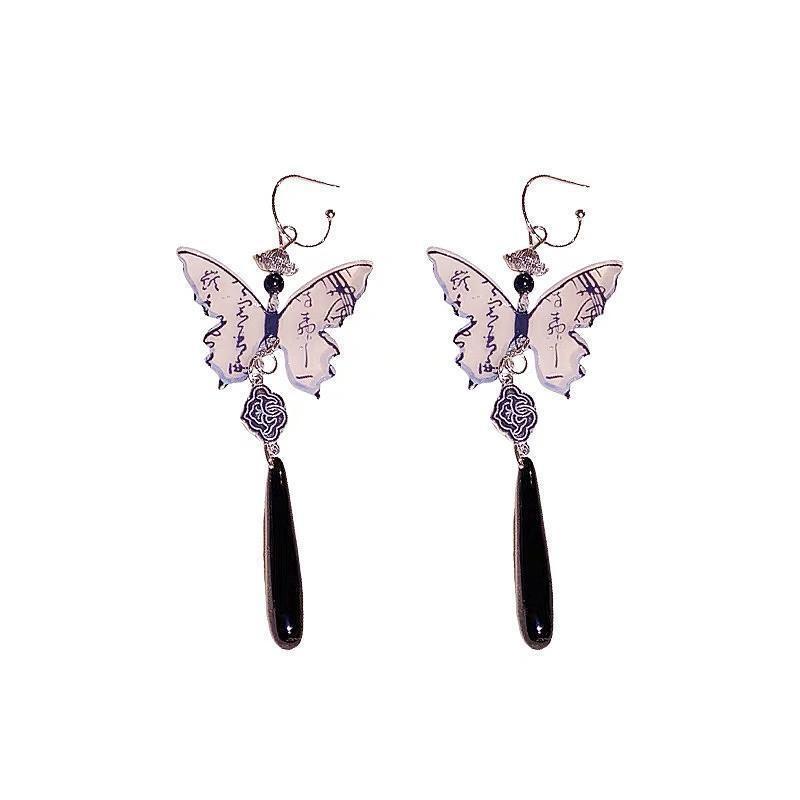 Trendy New Chinese Style Earrings Alloy Material Unique Design Silver Color