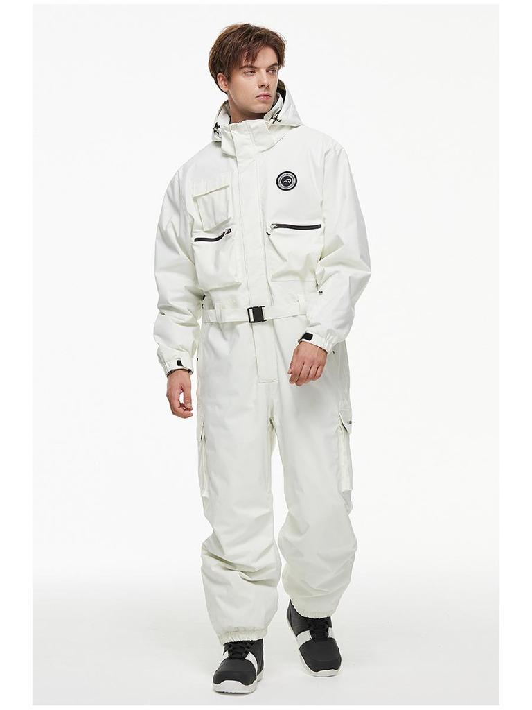 Unisex Waterproof One-Piece Ski Suit, Loose Fit, American-Style, Warm for 24-25 Snow Season