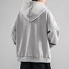 Men Winter Hooded Coat Streetwear Mid Length Jacket Zip Up Cardigan Outerwear with Pockets Loose Fit Sport Drawstring