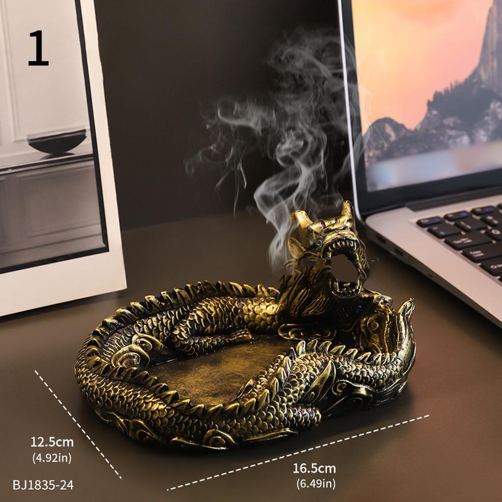 Artistic Dragon Resin Ashtray For Home Decor Office Desk Traditional Chinese Cultural Design Decorative Accessories