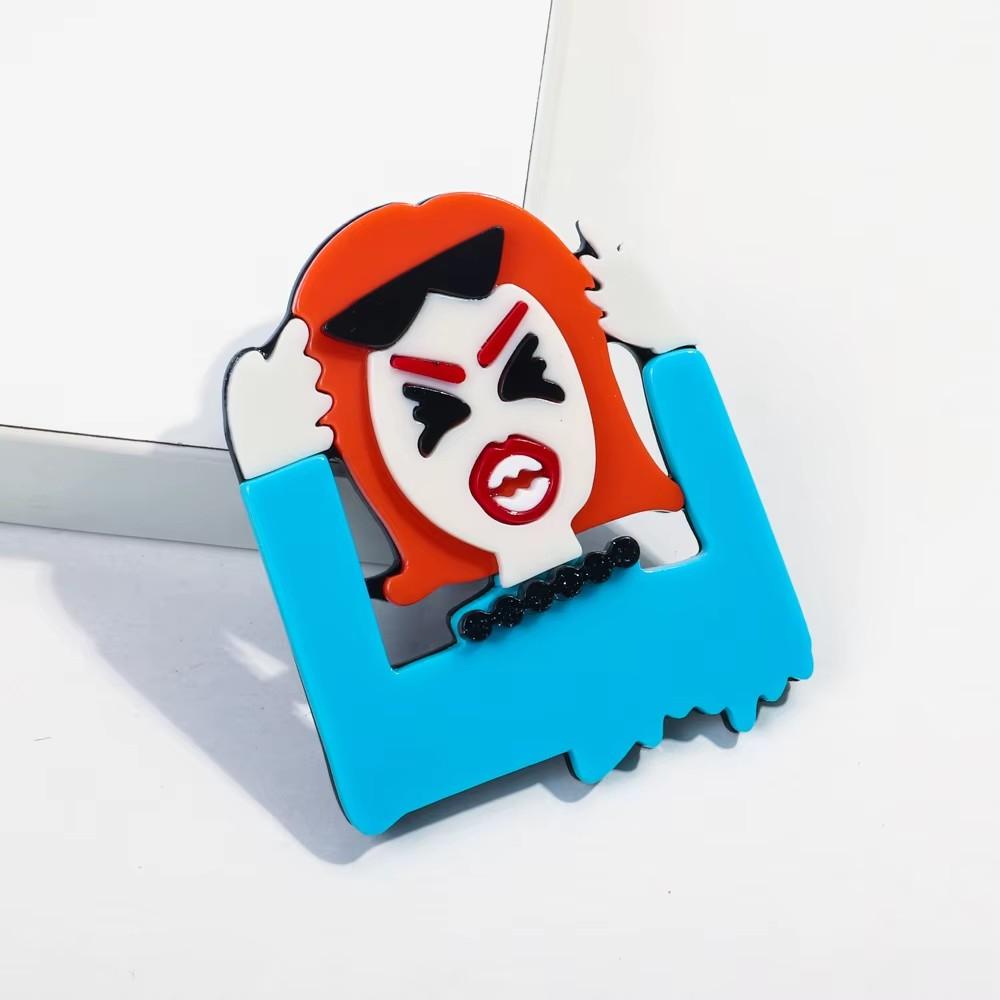 Cute Abstract Lady Acrylic Brooches Pins for Women Personalized Funny Cartoon Girls Figure Resin Badge Jewelry Accessories Gifts