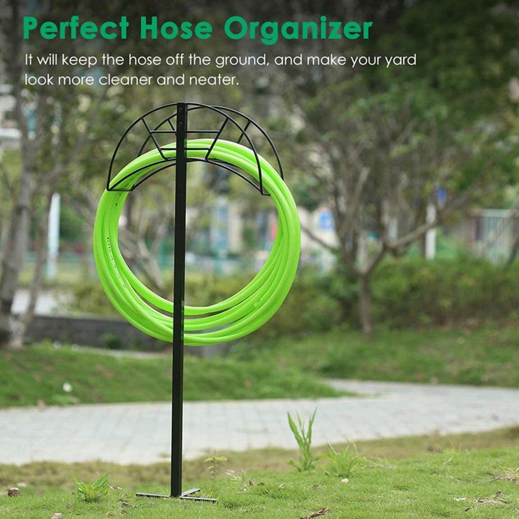 Garden Hose Holder Heavy Duty Garden Hose Stand Freestanding Hose Storage Stand Rack For Garden Patio Lawn Yard Backyard Black