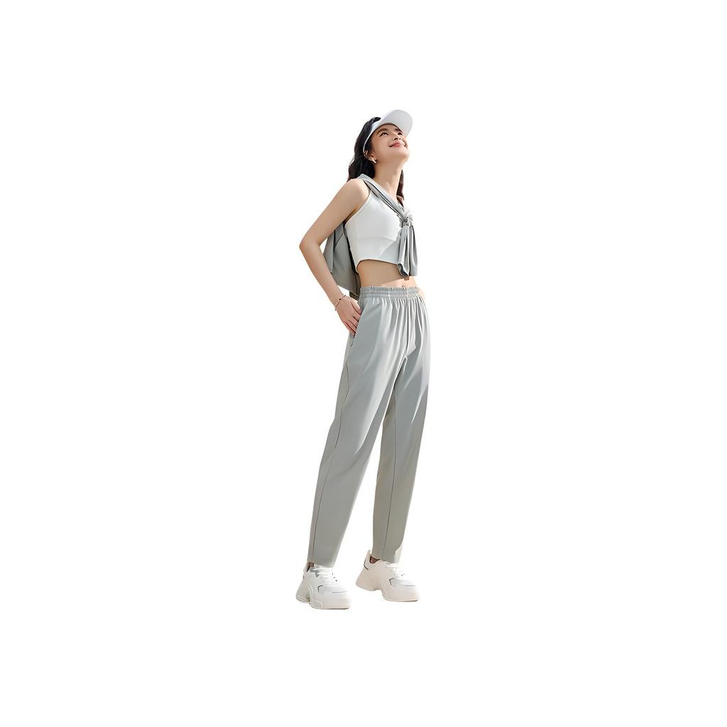 Anta Casual Simple Solid Color Straight Leg Lace-Up Comfortable Versatile Knitted Sports Pants Women bottoms 962527302-1