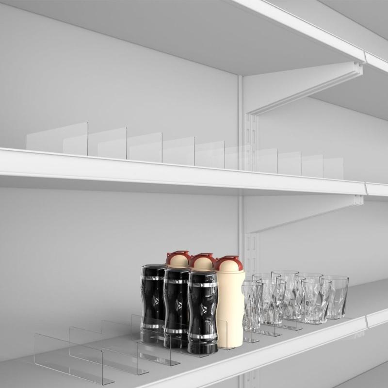 6 Pieces Acrylic Shelf Separators Shelf Organizers Dividers Clear and L Shape Design For Storage Cabinet And Display