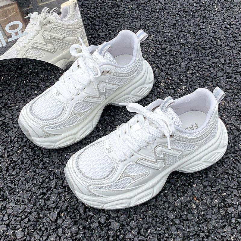 Super fire thick-soled dad shoes  summer new versatile thin breathable mesh heightening casual sports shoes