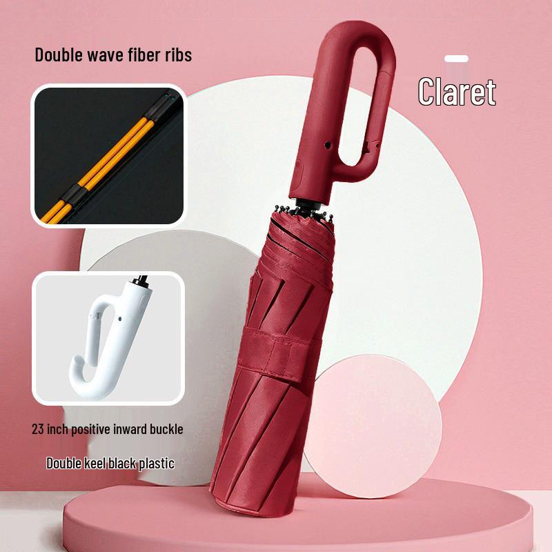 10-Rib Auto Folding Umbrella: Enlarged, Thickened, Portable, with Ring Buckle – for Sun and Rain, Custom Logo Available.