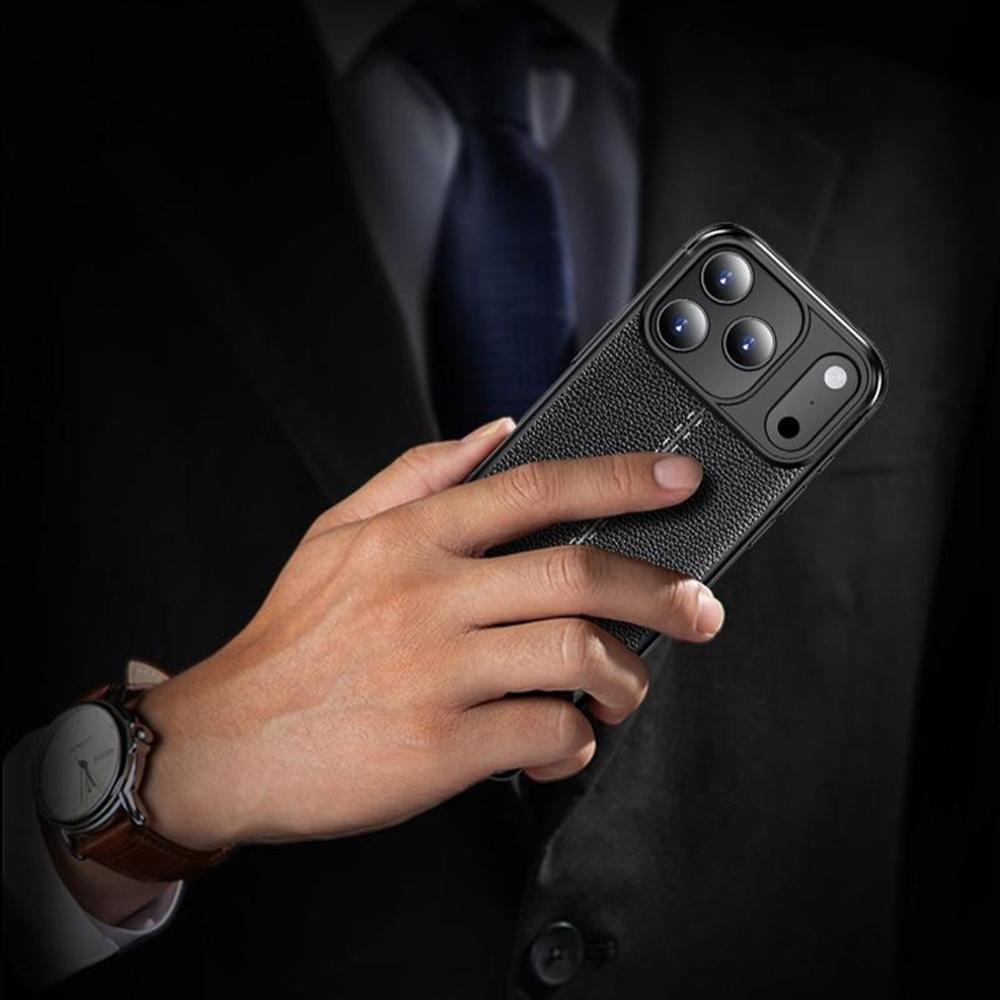 For iPhone 17 Pro Max Case Litchi Texture TPU Flexible Phone Cover