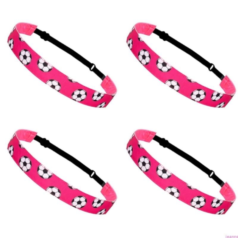4PCS Football Themed Headbands Elastic Workout Sweat Headbands For Men Women Fitness Running Soccer Festival Celebration
