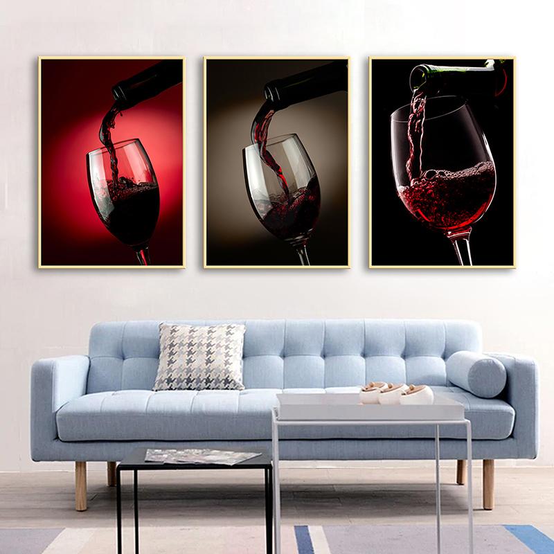 WCIC New Home Decoration Wine Glass Home Room Background Wall Painting Decoration Hanging Painting
