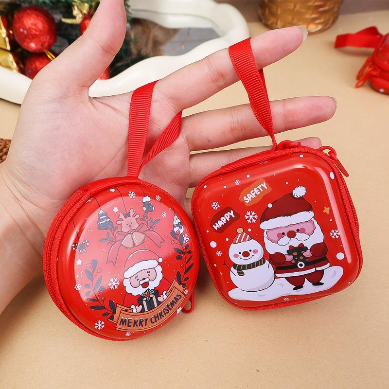 5/1Pcs Christmas Cable Organizer Zipper Candy Coin Storage Bag Kids Toys Keyring Pendant Christmas Gifts Earphone Box Organizer