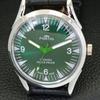 VINTAGE HAND-WINDING SWISS MENS REFURBISHED GREEN COLOR DIAL WATCH A700987-5 R205a-a700987