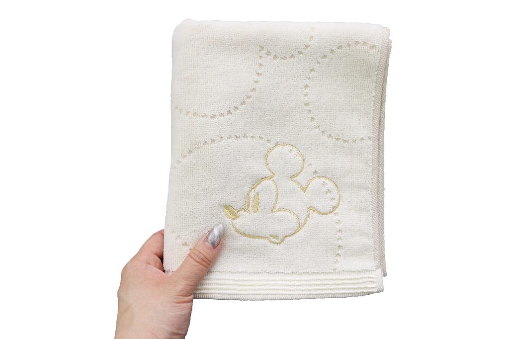 Marushin Face Disney Mickey Simple Organic Cotton with Antibacterial and Deodorizing 34 X 80 Cm Towel, Mouse, Ivory, 104% Treatment, 2006018600,
