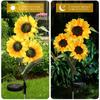 Solar Lights Outdoor Garden Decor 3 Heads Sunflower Light Waterproof Outdoor Lamp Auto ON/Off Decorative Lights for Garden Patio