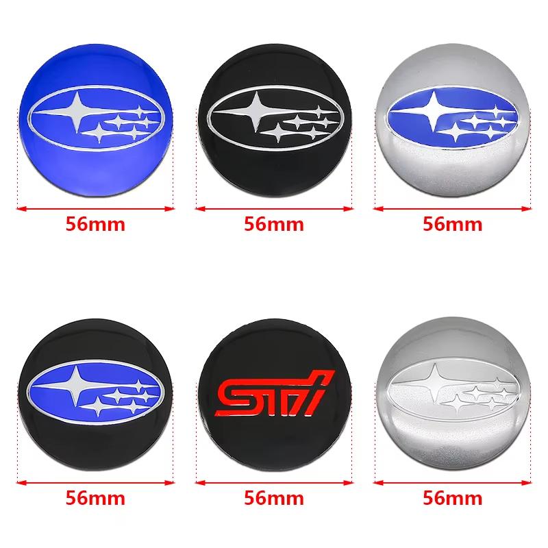 4 Stück 56mm Auto Radnabenkappe Abzeichen Emblem Aufkleber Autoaufkleber für SUBARU WRX STI Forester Impreza Legacy Outback BRZ XV