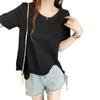 2026 Summer Plus Size Women's Irregular Ruffled Lace Short Sleeve T-shirt