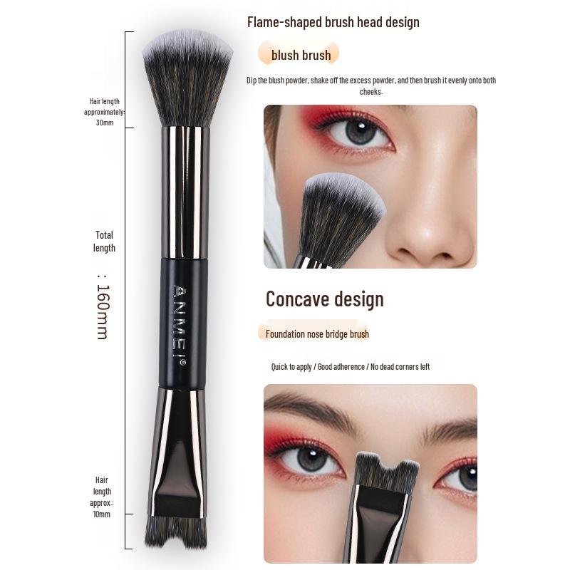 Double-Ended U-Shaped Nose Shadow & Highlighter Brush – Portable Makeup Tool for Foundation & Concealer