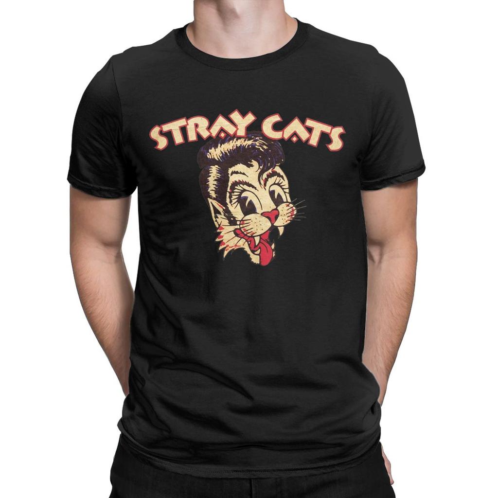 Novelty Music Band Stray Cats T-Shirt for Men Crewneck Cotton T Shirts Short Sleeve Tees Gift Idea Tops