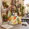 Tropical Fruit Print Canvas Tote Bag Summer Beach Casual Handbag