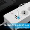 European 5-Hole Smart Power Strip with USB Fast Charge PD20W, Overload Protection, and Independent Switch Controls.