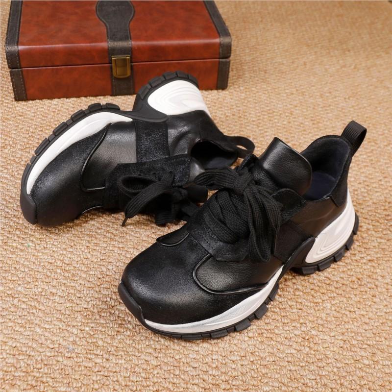 Fashion GKTINOO Genuine Leather Lace Up Casual Women's Shoes Autumn 2025 New Sports Style Flat Versatile Four Season Shoes