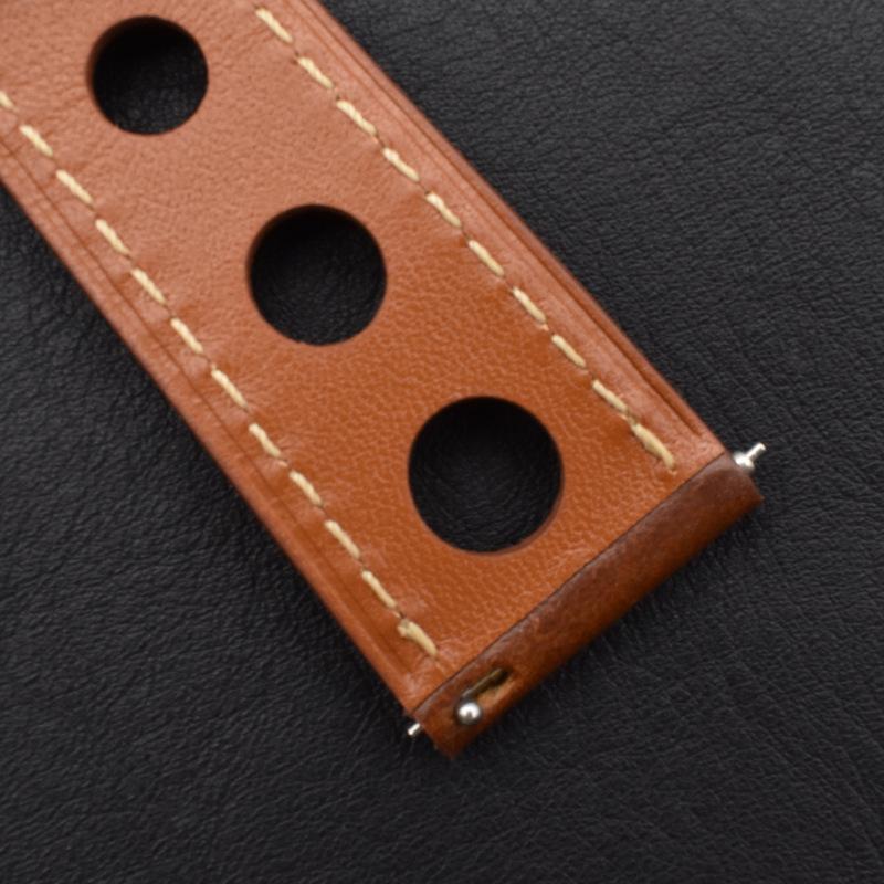 High Quality Oil Wax Cowhide Watchbands 22mm 24mm Genuine Leather Watch Band Strap Belt Ventilated Design Men's Ultra-Thin Brace