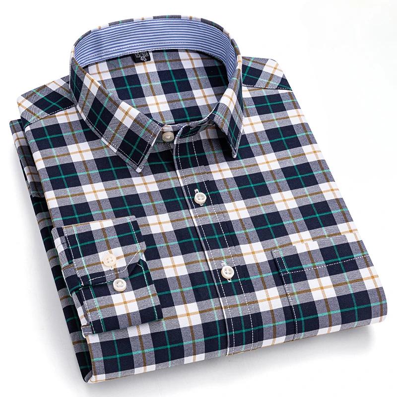 New In Shirt Plus Size 7XL Long-sleeve Shirts for Men 100%cotton Oxford Slim Fit Formal Plain Shirt Fashion Korean Plaid Clothes