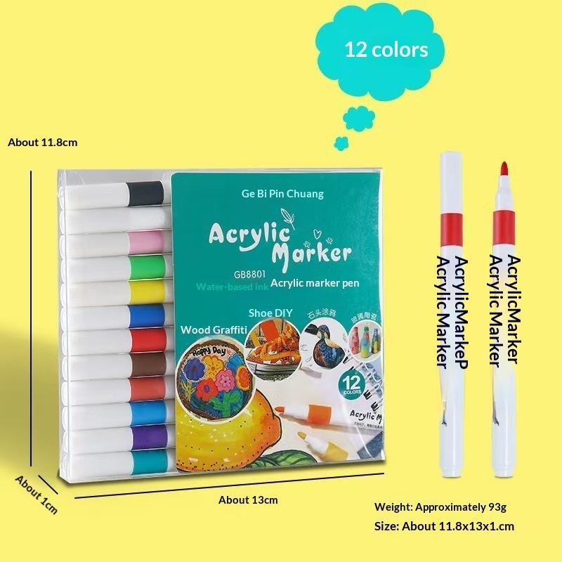 24 Colors Acrylic Paint Markers Waterproof Vibrant Colors For Art Creation Diy Crafts Drawing School Projects