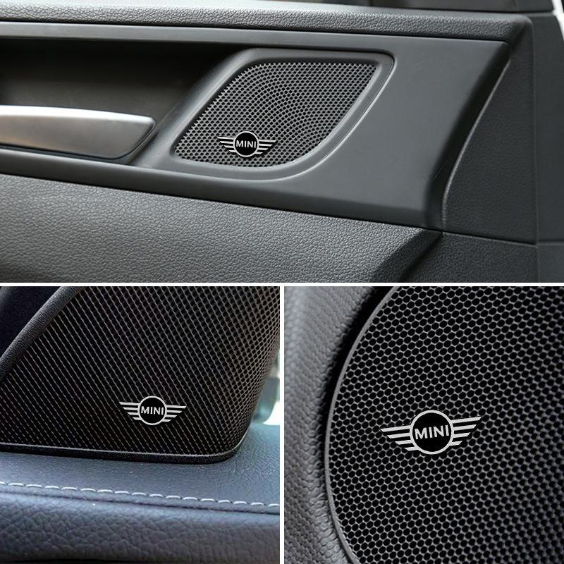 For BMW Mini Cooper S R55 R56 R50 R53 R60 F55 F56 4pcs 3D Speaker Stereo Speaker Aluminum Badge Emblem Sticker GP9