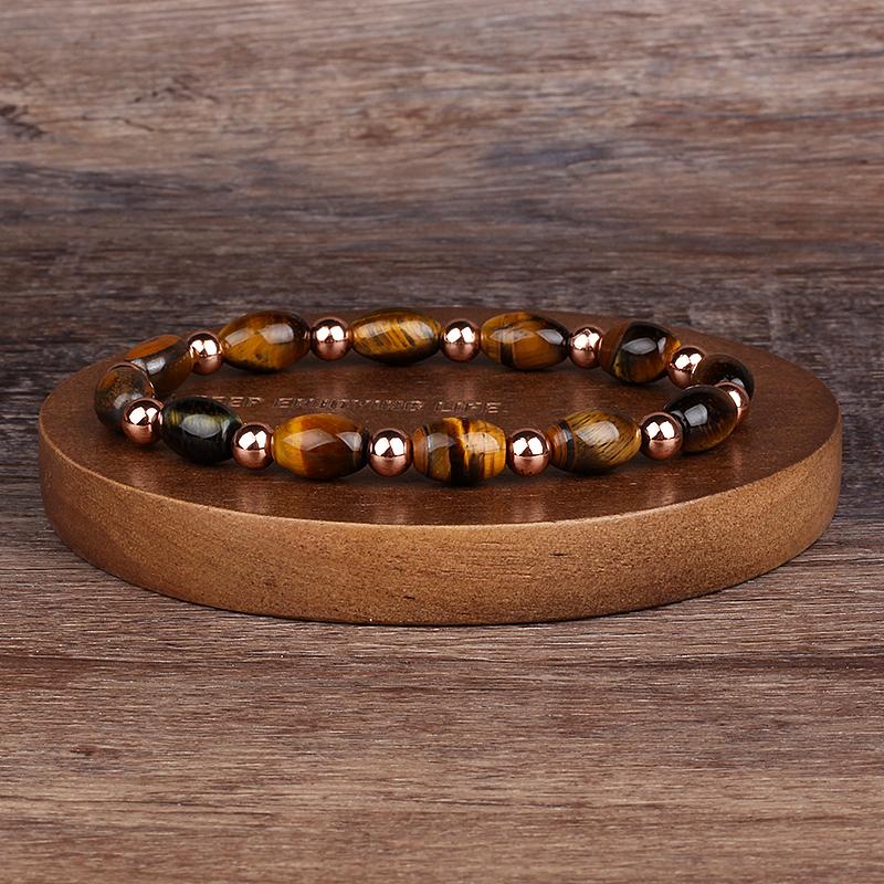 Natürlicher facettierter Tigeraugenstein Reiki-Armbänder Herren Mode Energie Hämatit-Perlen Armbänder für Frauen Seelen Schmuck Geschenk Pulsera