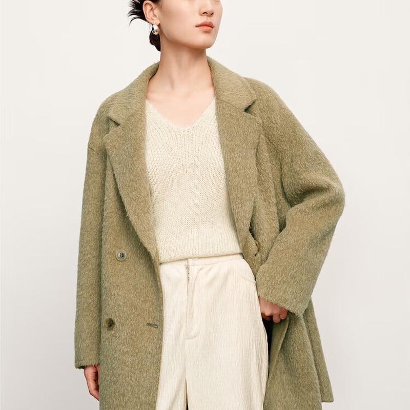 JZ ANNACOL Women's Retro Wool Double-breasted Mid-length Coat