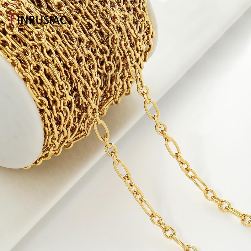 18K Gold Plated Brass 3:1 Special Chain Figaro Chain,High Quality Metal Chain for DIY Necklace Bracelet Making Accessories
