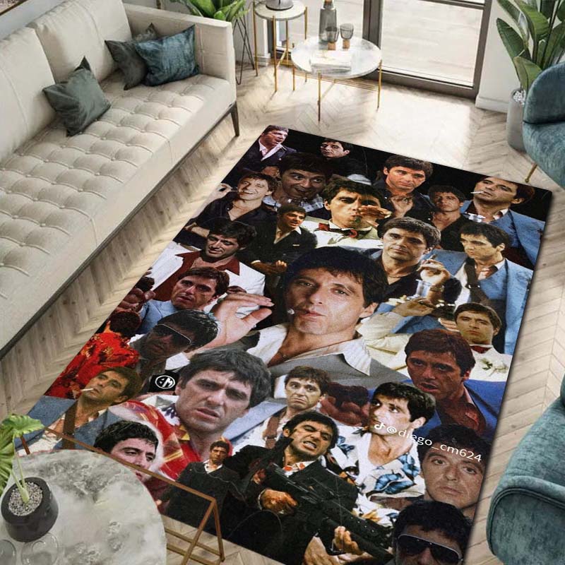 Tappeto Tappeto Movie 3D Printing Scarface Tony per Camera da Letto Soggiorno Casa Decorazione Divano, Tappetino Gioco Bambini Grande Decorazione Pavimento Regalo