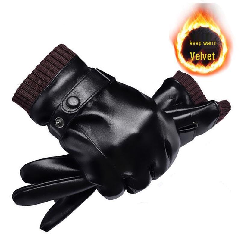 Herren Winter Warme Leder Motorradhandschuhe - Kältefest, Wasserdicht, Touchscreen, Plus Samt