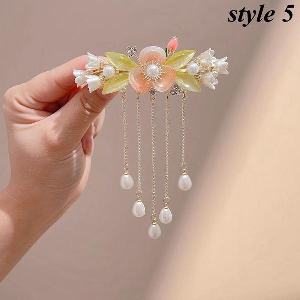 1PC Fashion Elegant Pearl Tassel Hair Claw Clips Hairpins Flower Hair Clip Headwear for Women Girls Hair Accessories