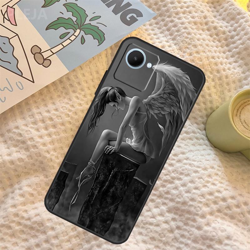Fallen Angel Wings Art Case For Realme C67 C63 C55 C51 C75 C61 C53 C35 C65 C71 11 12 13 14 15 Pro Plus GT6 GT7 Pro