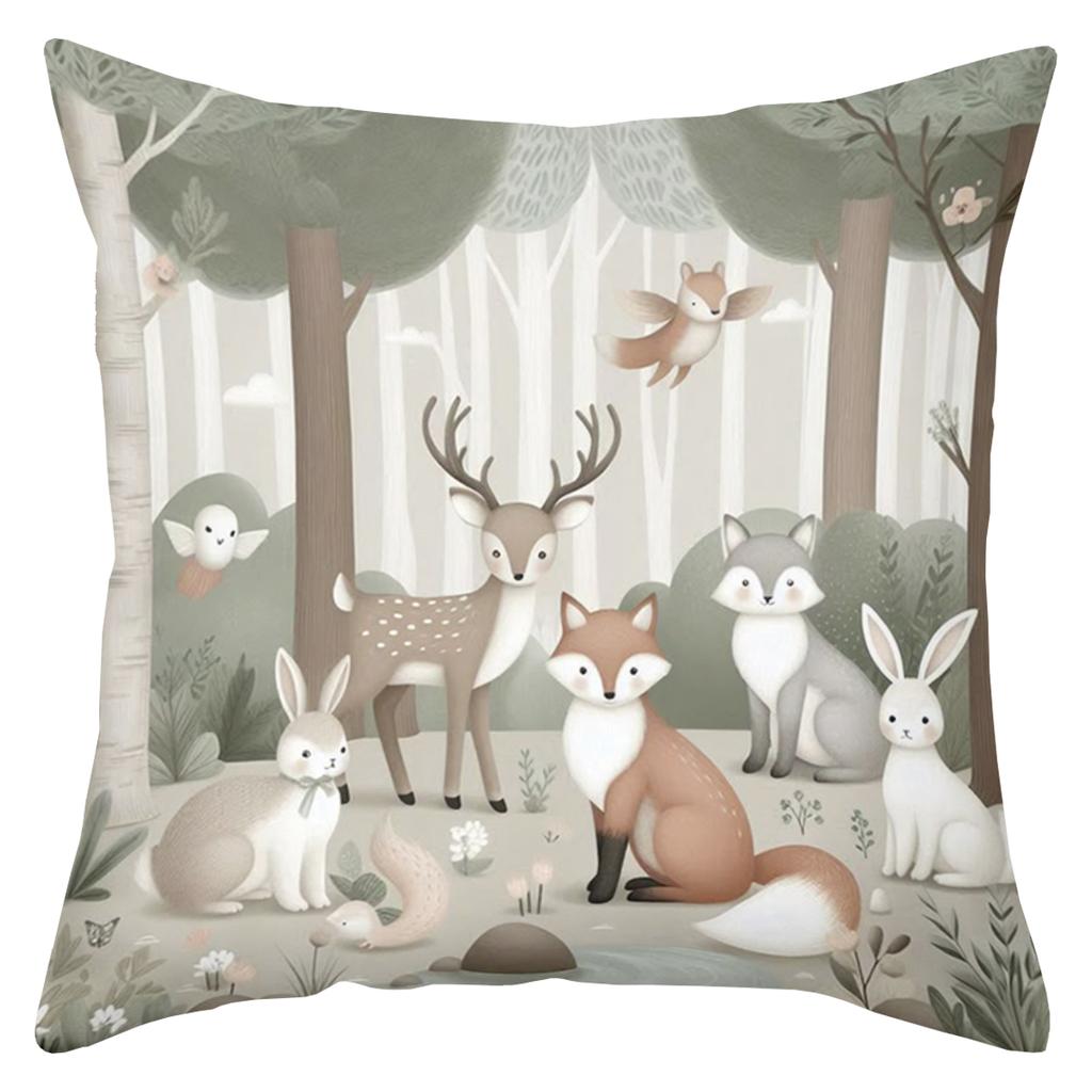 Cute Forest Animal Printed Cushion Covers For Home Decor Polyester pillowcase, sofa decorative cushion cov Headboard Pillow
