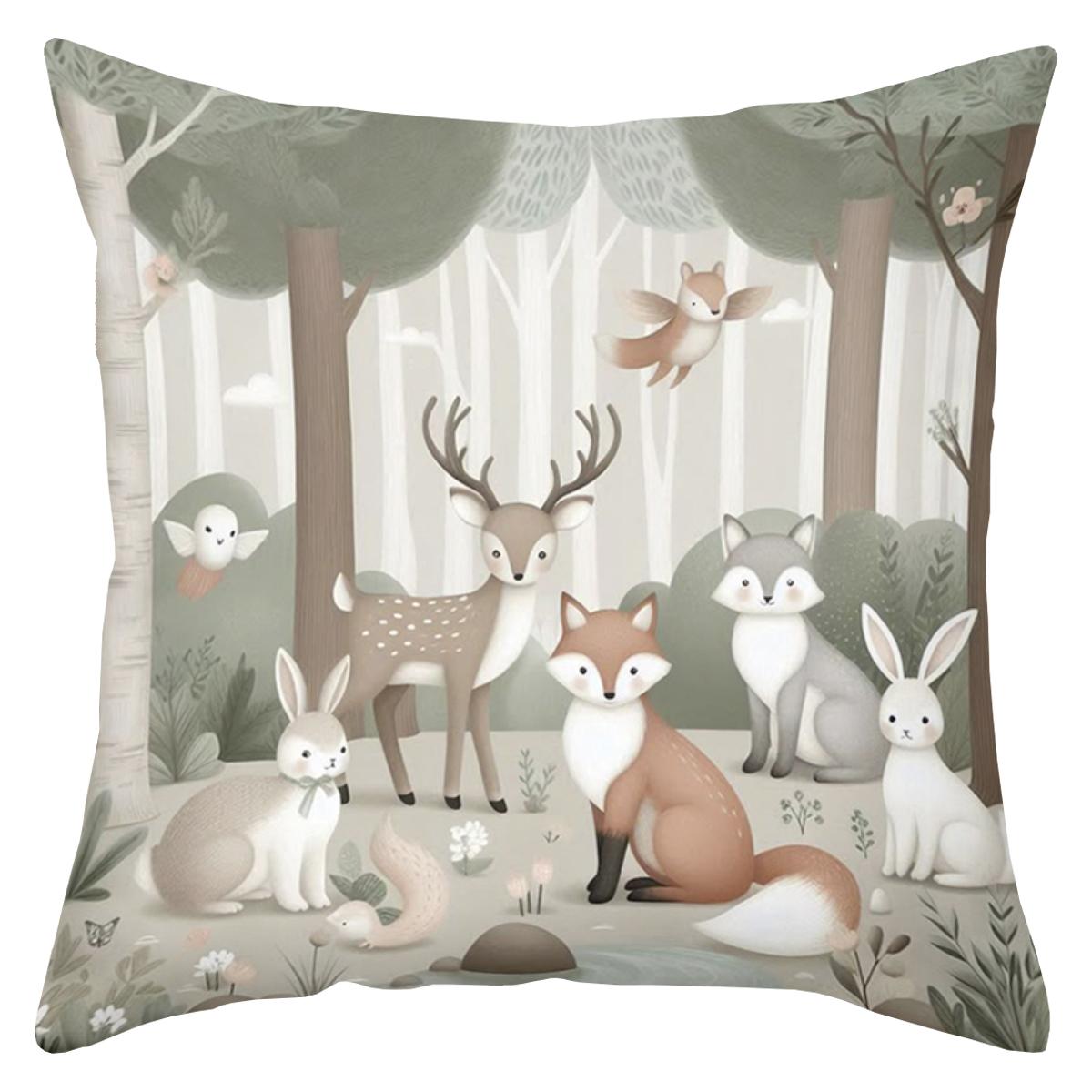 

Cute Forest Animal Printed Cushion Covers For Home Decor Polyester pillowcase, sofa decorative cushion cov Headboard Pillow 45x45cm