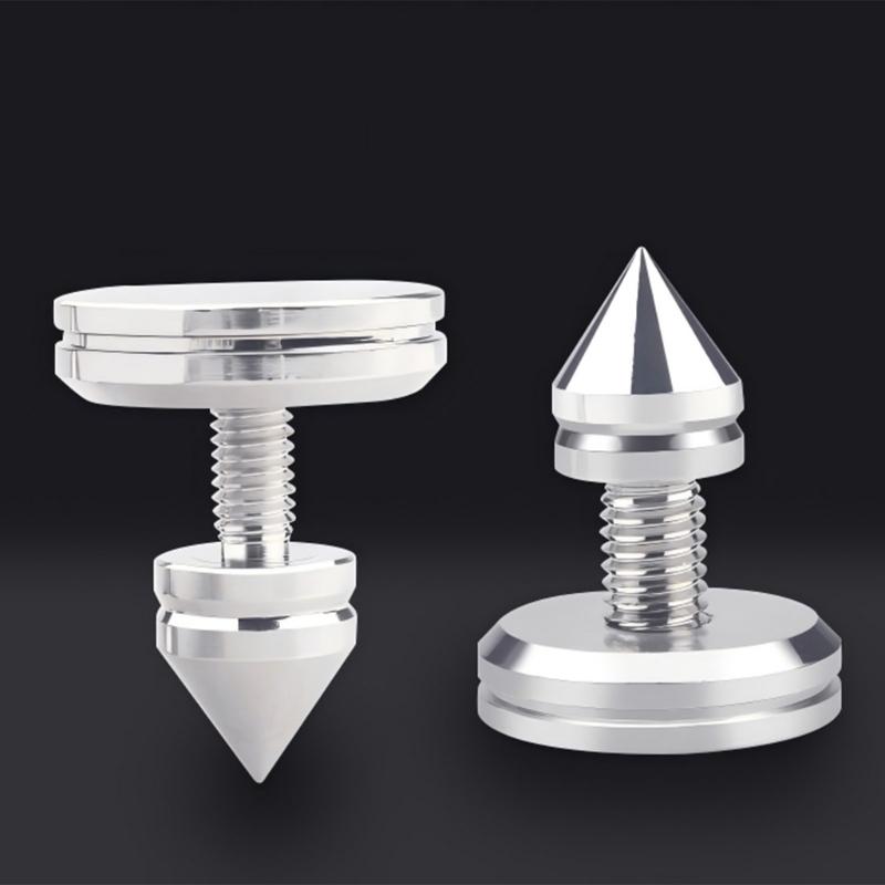 1Set Silver Metal Speaker Spikes Insulation Feet Enhances Sound In HiFi Systems Auditory Isolation Padsr