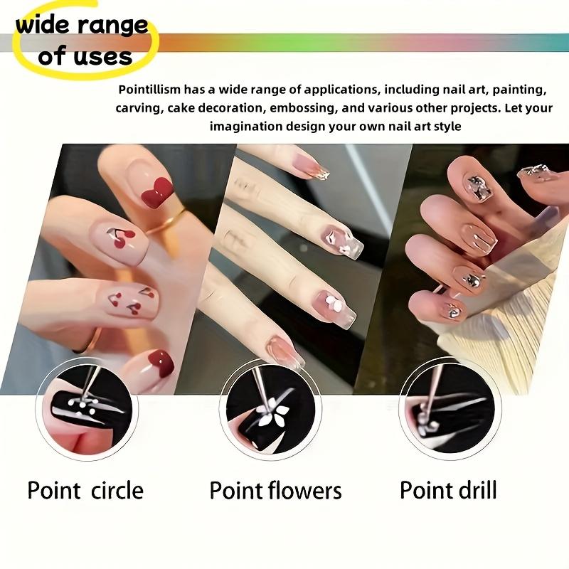 5 Stück Doppelkopf Nailart Punktierstift, Kugelkopf Punktierwerkzeug Nailart Werkzeug Verwendet für Nageldekoration Kunst Punktieren, Schnitzen und Zeichnen