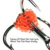 ICERIO 10PCS Lifelike Egg Bead Treble Hooks Glow Ice Fishing High Carbon Steel Sharp Barbed Fishing Hooks for Trout & Salmon