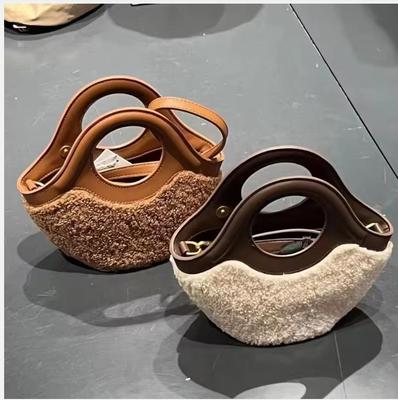 Bag Women's New Autumn and Winter Lamb Wool Basket Bag Plush Crossbody Bag Versatile Wool Handbag Bags for Women Handbags