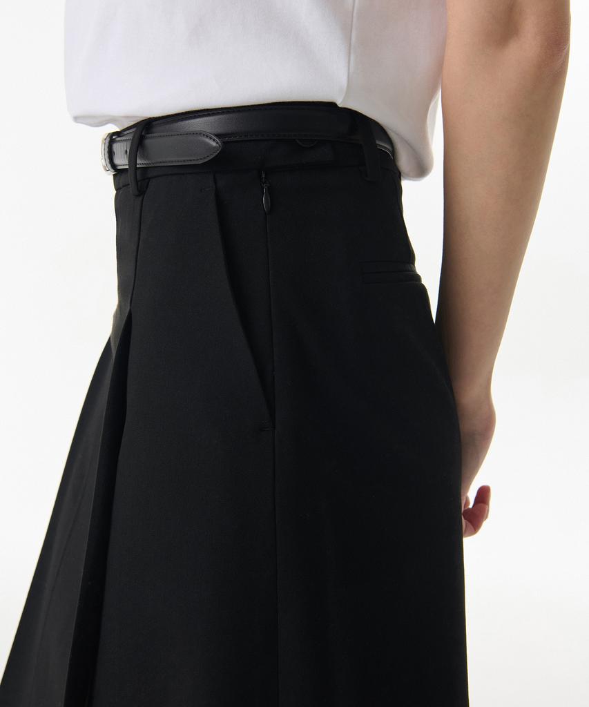 Musinsa Standard Woman Women'S Panel Slit Knee Length Skirt [Black]