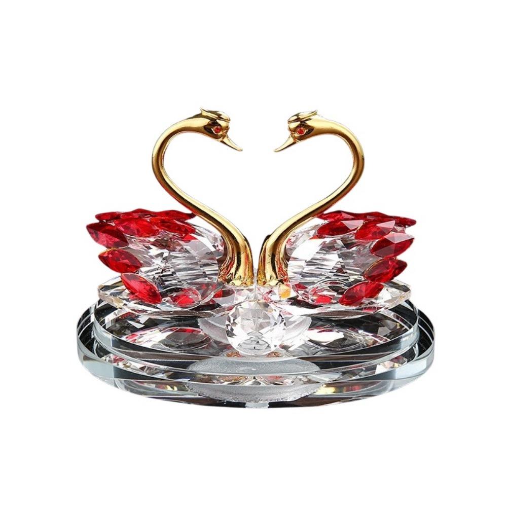 -encrusted Swan Figurines Exquisite Crystal Home Decoration Glass Swans  Car Interior