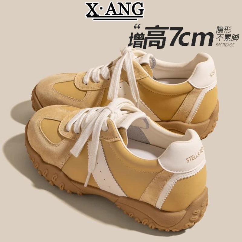Small cm inner height increase leather women's shoes spring and summer new platform sports and leisure